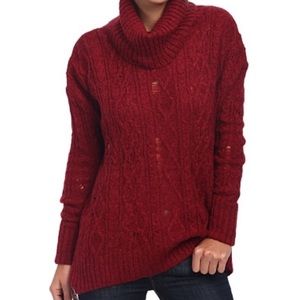 Free People Love Worn Cable Turtleneck Sweater